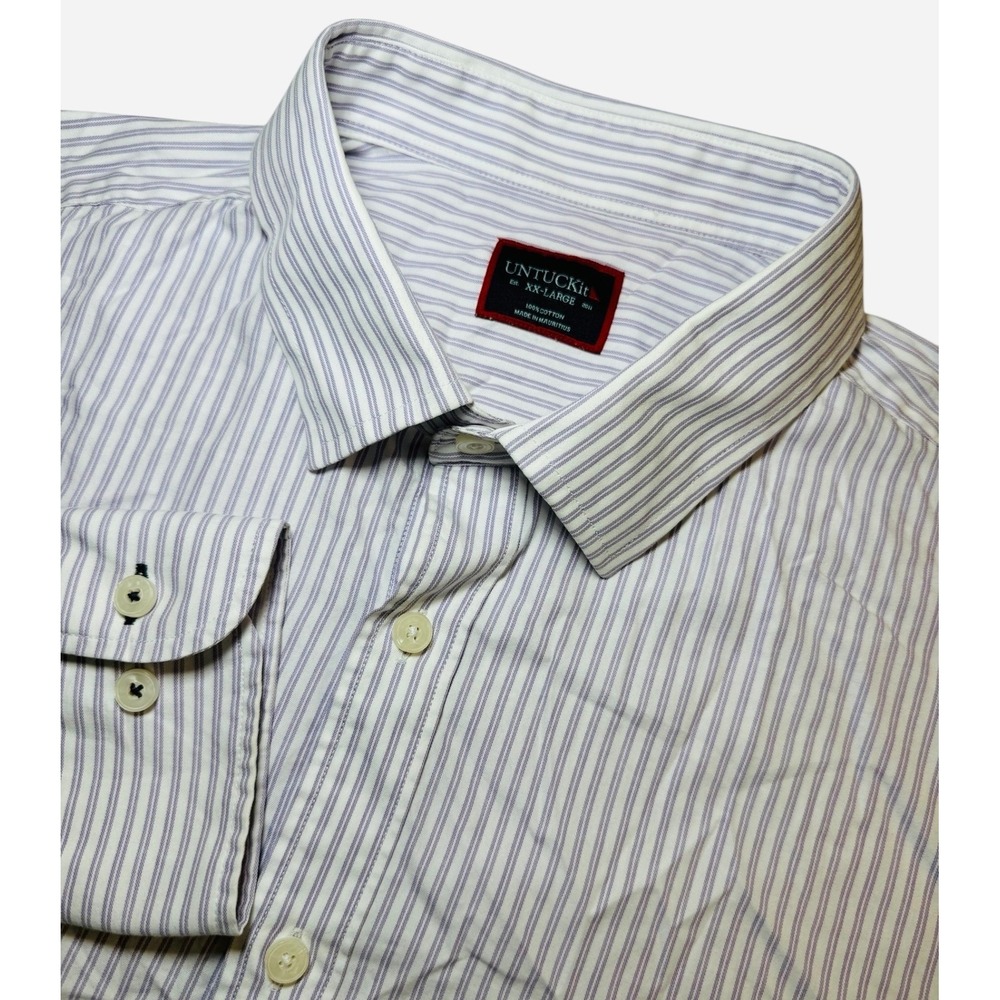 UNTUCKit Vaudon Shirt Men's 2XL Purple Striped Button Down Long Sleeve Casual
